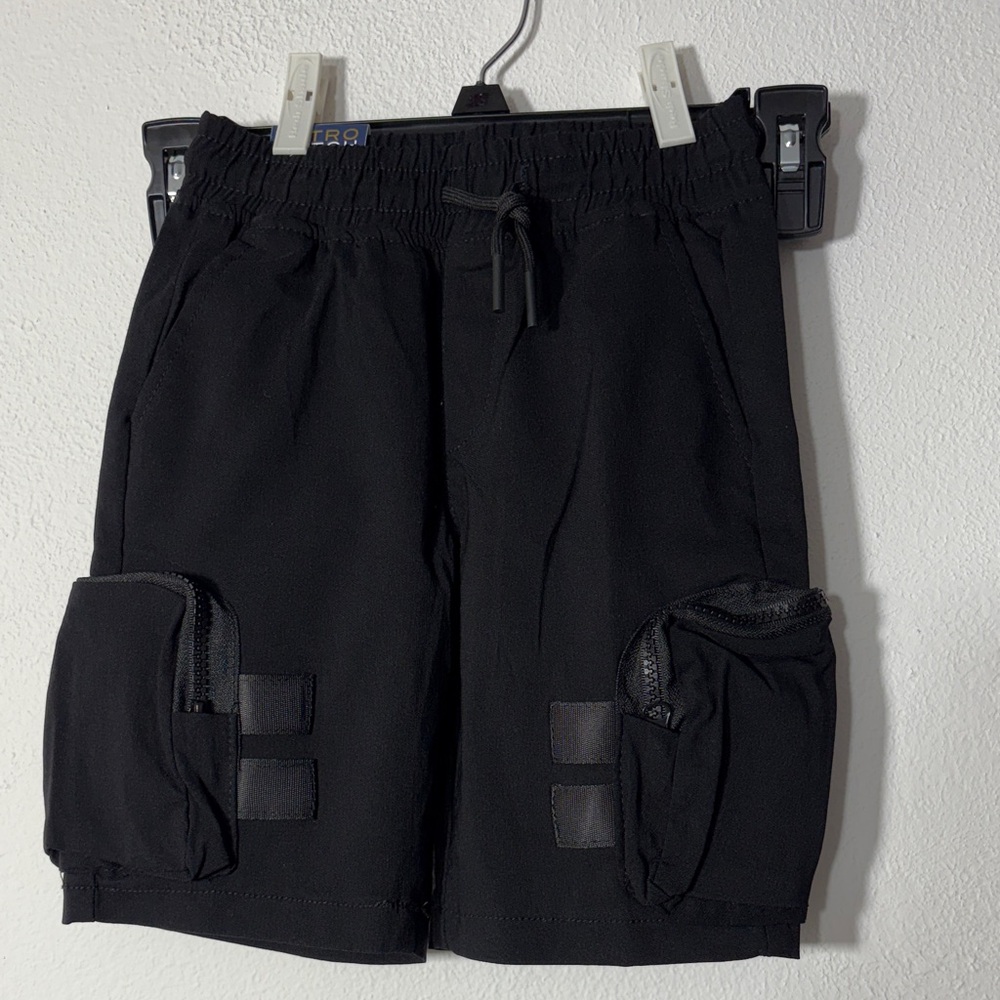 RETRO STITCH Black Kids Cargo Shorts SIZE 5